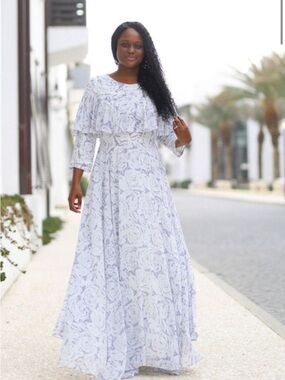 Dainty Jewells Lavender Floral Ruffle Maxi Dress